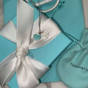 Tiffany Double Heart Enamel Necklace in Blue